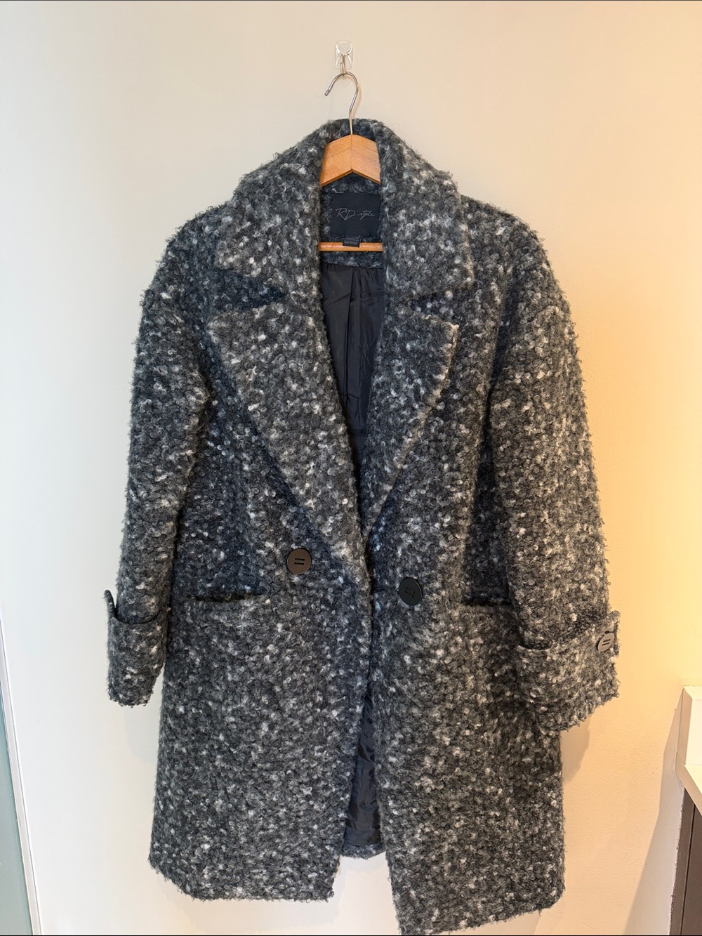 RD Style Gray Bouclé Pea Coat